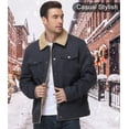 thumbnail image 5 of Xidunhg Men's Sherpa Lined Trucker Jacket, Windproof Thermal Winter Work Coat with Lapel Multi Pockets, 5 of 11
