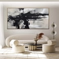 thumbnail image 3 of Large original black and white abstract canvas painting, white 3D textured wall art, custom canvas wall art, modern home decor,(61*122cm)24*48 Inches,Unstretched,Frameless, 3 of 4