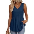 thumbnail image 2 of Qwertyu Womens Tank Tops Casual Sleeveless Tops for Women Dressy V Neck Babydoll Tank Tops Flowy Summer Shirts Navy 2XL, 2 of 5