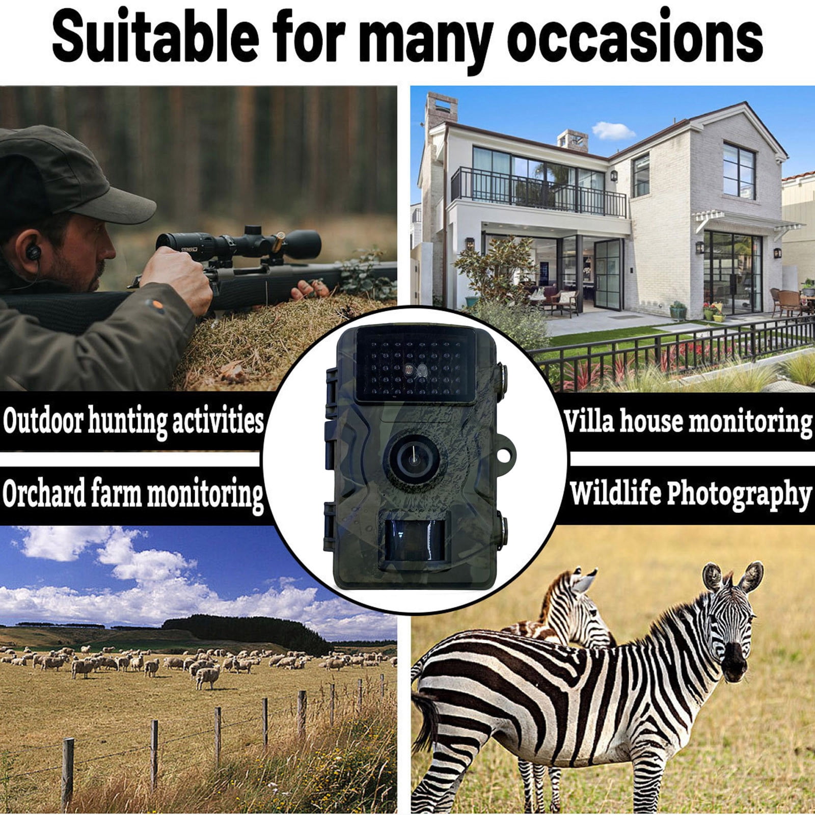 FNYOXU Outdoor Tracking and Recording Camera Scientific Research Orchard Villa Monitoring Camera PIR Infrared Night Vision Fish Pond Farm Monitoring Antitheft Camera