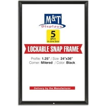 M&T Displays Lockable Snap Poster Frame 24x36 Black Aluminum Wall Mounting Photo Sign Holder-5 pack