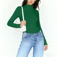 thumbnail image 4 of WCJM Women's Long Sleeve T-Shirt Women's High Neck Regular Long Sleeve Crewneck T Shirt Long Sleeve T Shirt Women Loose Fit Graphic, 4 of 5