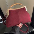 thumbnail image 6 of HUISZJ Faux Suede Crossbody Bag, Solid Color Handbag, Lightweight Fashion Shoulder Bag for Work Travel Outdoor (Red), 6 of 10