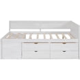 thumbnail image 4 of Full Size Daybed with 4 Drawers and Shelves, Wooden Daybed Captain Bed with Wood Slats Support, Elegant Design Daybed for Dorm Bedroom Guest Room, 4 of 9