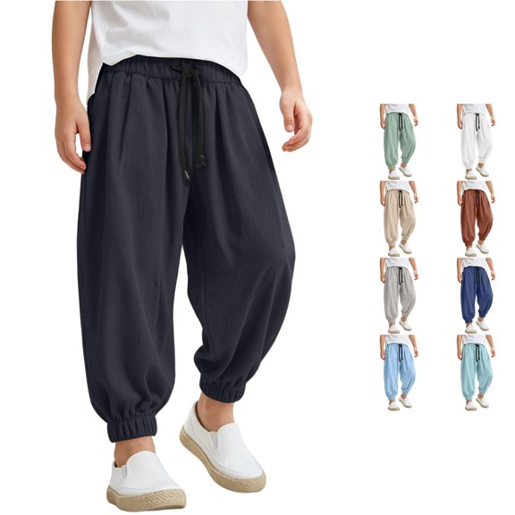 FYDUU Soft Harem Pants Boys Jogger Pants Loose Fit Casual Trousers for Kids Breathable Soft Comfortable Elastic Waistband Harem Bottoms Versatile Pants 4-5 Years