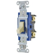Angle View: HUBBELL PRO SERIES TOGGLE SWITCH, 15 AMP, SINGLE POLE, IVORY per 8 Each