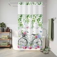 thumbnail image 6 of No Hook Shower Curtain, Spring Shower Curtains for Bathroom with See Through Top Window, Bicycles Botanical Rose Leaves Butterfly Wood Grain Waterproof & Washable Bath Curtain Stand Up Stall 36"x72", 6 of 9
