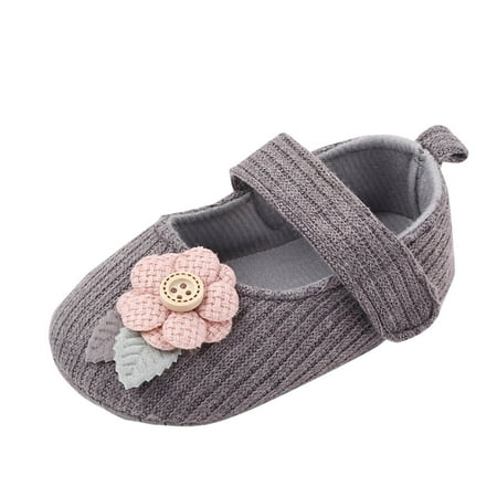 

Meresysid Toddler Kids Infant Newborn Summer New Baby Cute Knitted Flower Wool Shoes Non-slip Baby Walking Shoes Gray