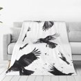 thumbnail image 4 of Cauagu Monochrome Flying Ravens Pattern Flannel Bed Blankets,Fleece Blanket Comfortable Air Conditioning Blanket for Sofa Bed Travel Couch & Living Room -80"x60", 4 of 8