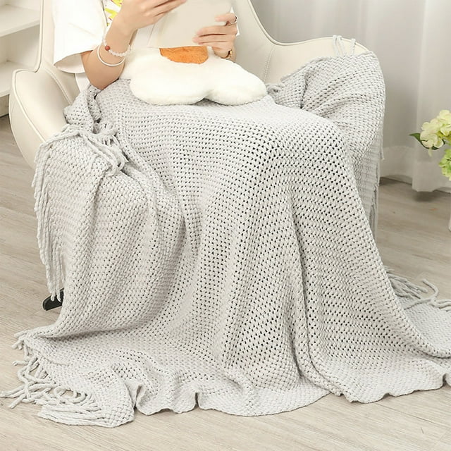 Four Season Knitted Blanket Lightweight Blanket Warm And Breathable Can Be Used For Picnics Or Outdoor/Indoor Covering Blankets 50x72in