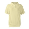 thumbnail image 5 of larppty Womens Polo Shirts Business Casual Work Tops Short Sleeve Button Down Collared V Neck Golf Blouse T-Shirt (Beige, XL), 5 of 5