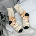 thumbnail image 5 of Hirioo Sleeping Cat In Blanket Pattern Adult Middle Tube Socks Breathable Sock Non-Pilling,Contrasting Color Design, 5 of 6