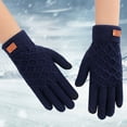thumbnail image 2 of Skpblutn Glove Autumn And Knit And Fleece Thickened Riding Winter Warm Gloves Navy One Size, 2 of 5