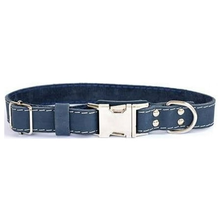 UPC: 0691054809000 | Euro-dog Affordable European Luxury Soft Leather Quick Release Buckle Dog Collar Made in USA #44 Navy – Medium