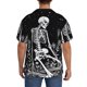 thumbnail image 3 of Balery Vintage Black white Plant skull Camisa Casual de Manga Corta con Botones para Hombre, Texturizada, Estilo Cubano, para Playa, Verano-3X-Large, 3 of 5