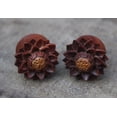 thumbnail image 2 of 1 Pair of Organic Jackfruit Lotus Flower Wood Hand Carved Ear Plugs Gauges - size=1/2, 2 of 2