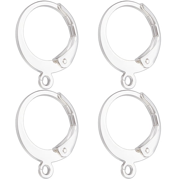 1 Box 100Pcs Round Leverback Earring Hooks 925 Sterling Silver Plated 304 Stainless Steel French Huggie Hoop Earring Findings for Earring Making DIY
