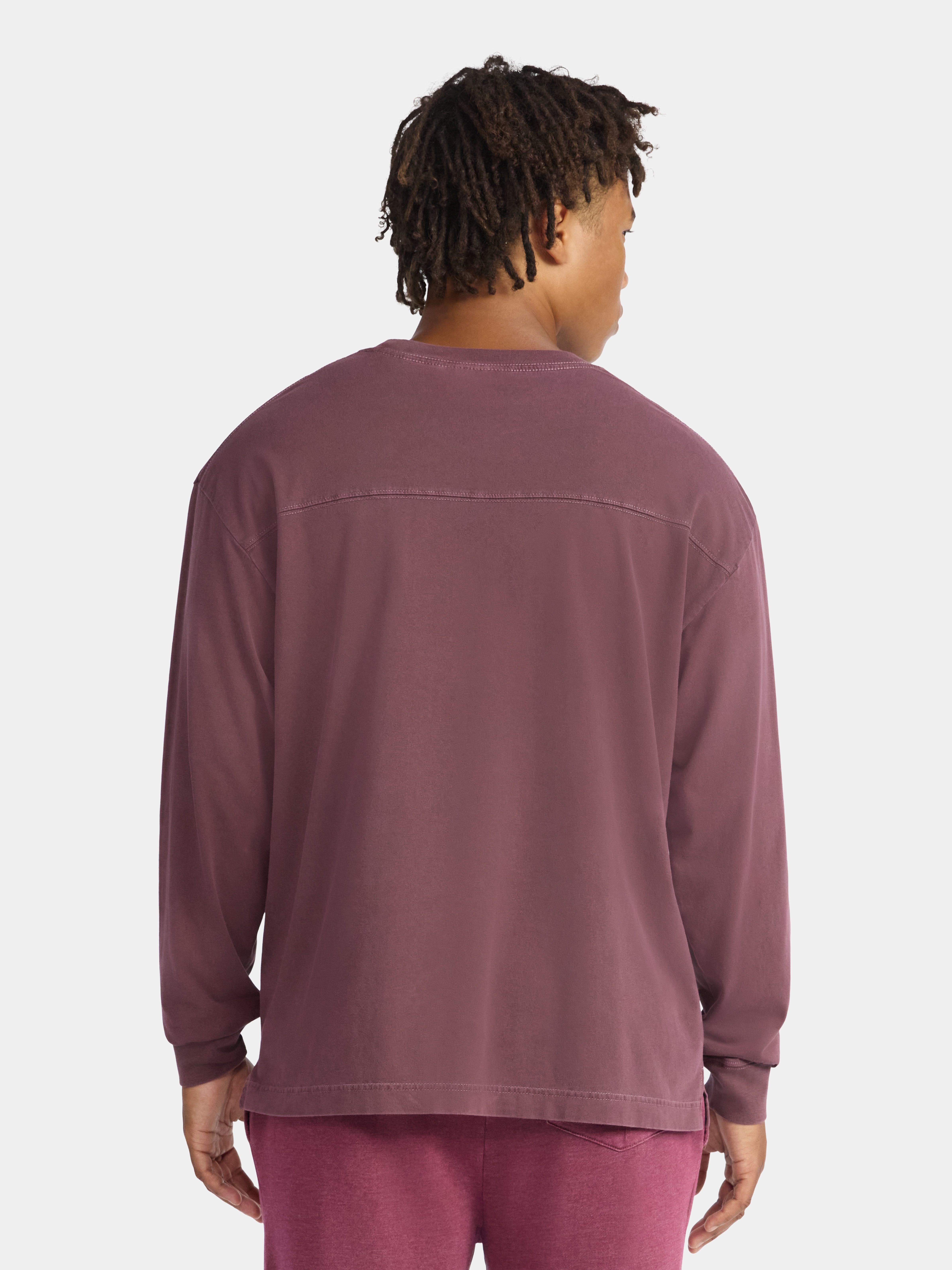 No Boundaries Cotton Washed Tee with Long Sleeves, Men's & Big Men's