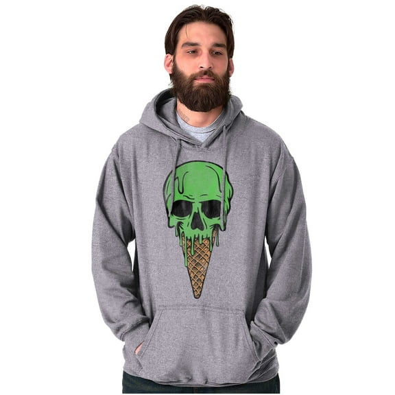 Cool Melting Skull Ice Cream Cone Unisex Plus Fleece Graphic Hoodie Brisco Brands 2X