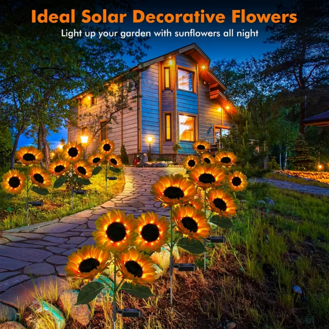 2 Sets Solar Sunflower Lights, Solar Garden Lights, Outdoor Ip44 Waterproof Solar Pole Lights With Realistic Flower Patterns, For Backyard, Flower Beds, Sidewalks, Terraces, Porches