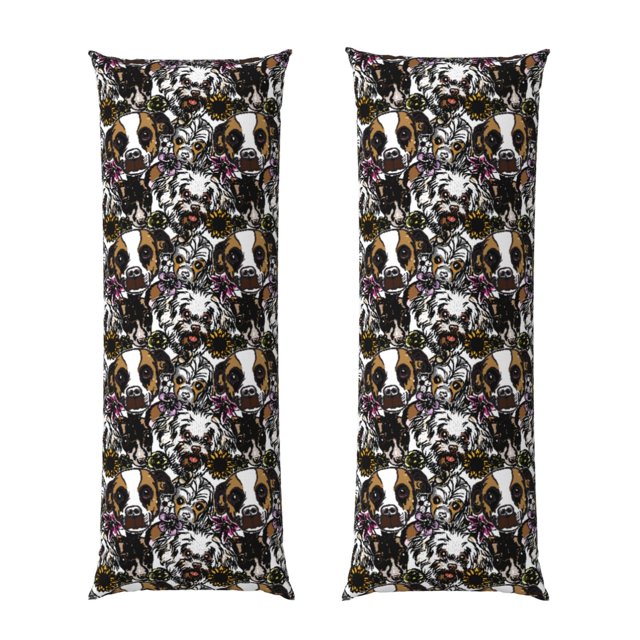 Balery Cute Dogs Puppy2 Funda Protectora para Almohada Corporal de Algodón Hipoalergénico con Cierre(55 x 21 pulgadas), Almohadas No Incluidas