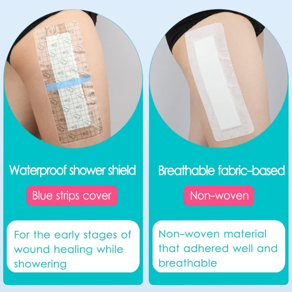 Adhesive Island Wound Dressings Knee Replacement Surgery Breathable Bordered Gauze Large Bandage Patches with Non-Stick Pad for Hip Surgery Abdominal Back Incision 4"x10" (Pack of 10) 4x10 Inch