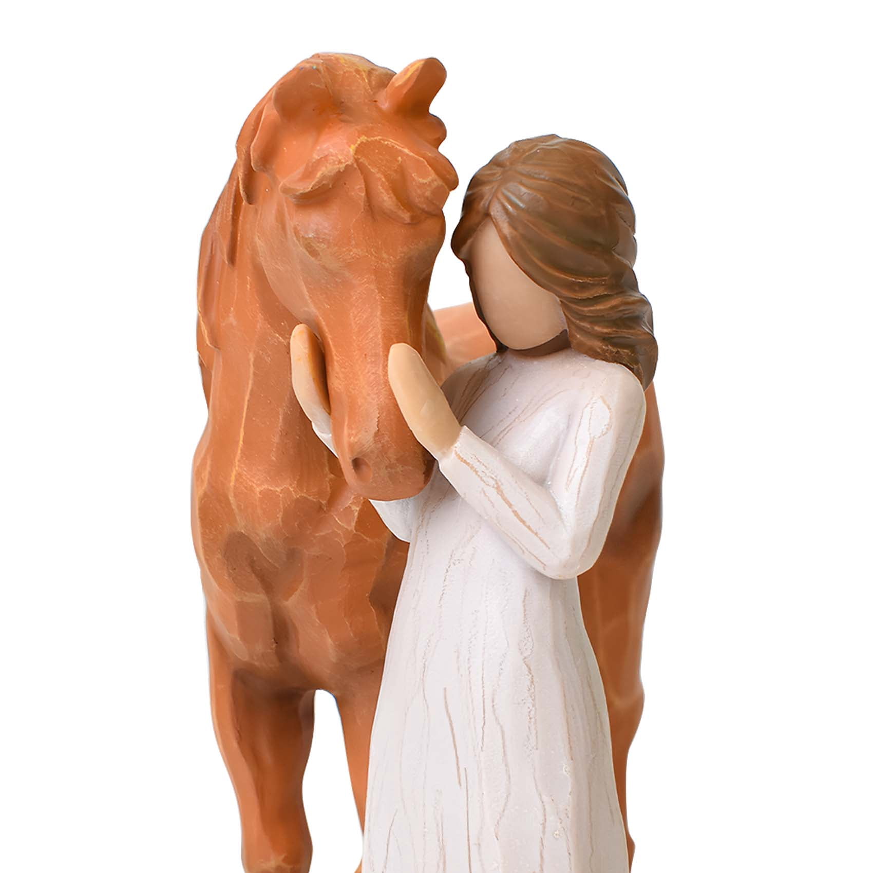 Horse & Girl Resin Statue - Cowgirl Memorial Gift, Horse Lover Decor, Emotional Friendship Tribute for Women, Christmas, Birthdays​​(Brown)