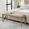 thumbnail image 4 of DUHOME Upholstered Bench for Bedroom End of Bed,48" Bedroom Bench Linen Fabric Ottoman Entryway Bench with Vintage Wood Legs for Living Room, Foyer, Dining Room Cherry/Cream, 4 of 14