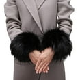 thumbnail image 5 of Tnobhg 1 Pair Faux Fur Cuff Sleeve Fluffy Luxury Soft Solid Color Windproof Warm Elastic Women Girls Universal Winter Wrist Warmer Cover, 5 of 8