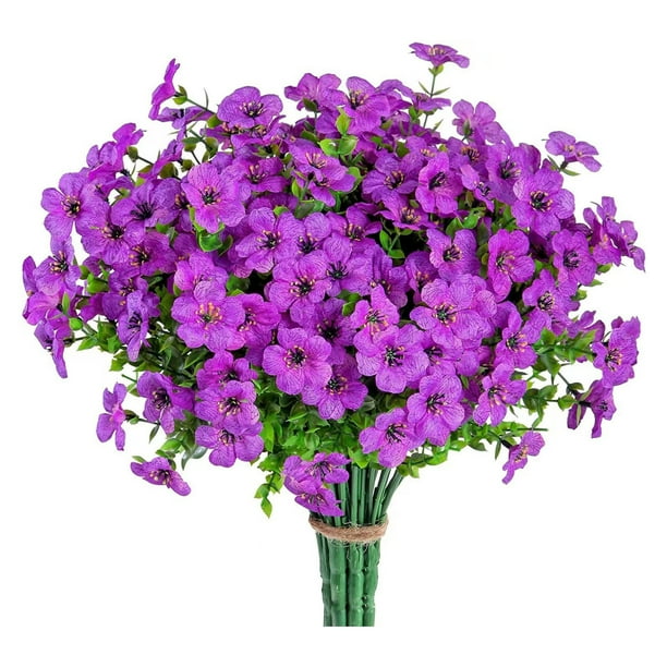 pstuiky 8 manojos de flores artificiales para exterior, arbustos verdes artificiales para jardín, porche o decoración exterior.