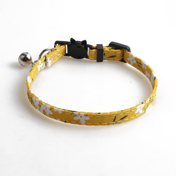 Collar para mascotas con estampado floral y cuadros, collar para gato con lazo y cascabel