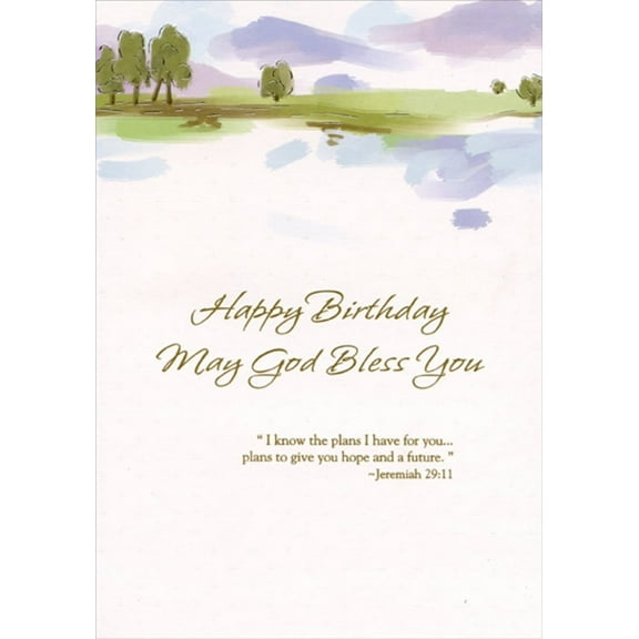 Designer Greetings Plans to Give You Hope: Sky and Trees Religious Birthday Card