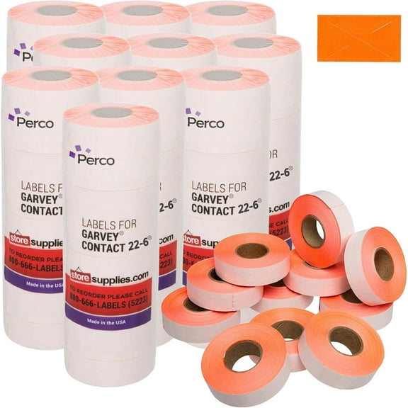 1812 Fluorescent Red Pricing Labels for Garvey 18-6 One Line Price Gun - 140,000 Price Marking Labels
