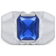 thumbnail image 2 of AFFY 8x10 mm Simulated Birthstone Men's Ring Blue Sapphire In 14K White Gold Plated 925 Sterling Silver. Ring Size 14, 2 of 6