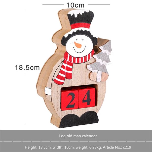 Calendario de Cuenta Regresiva para decoración navideña, adornos decorativos de madera para hombre viejo/ALCE/muñeco de nieve