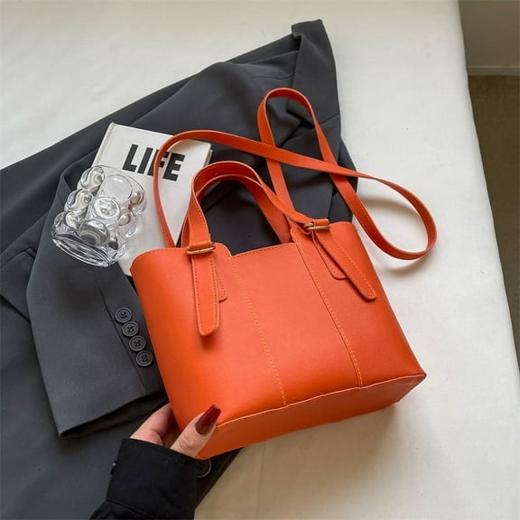 JUYGO Solid Color Texture Large Capacity Handbag Spring New Versatile Instagram One Shoulder Crossbody Bag Casual Tote Bag
