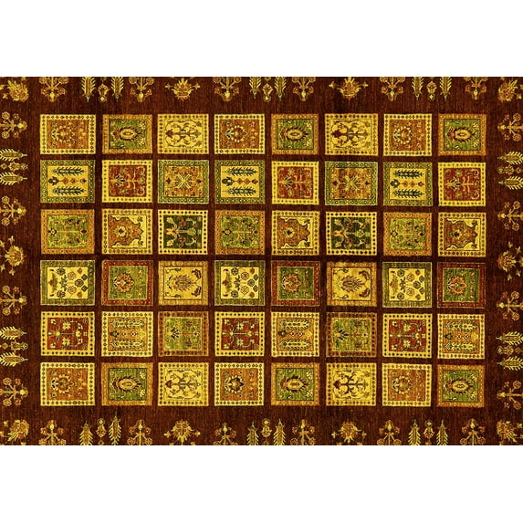 Ahgly Company Indoor Rectangle Abstract Yellow Modern Area Rugs, 8' x 10'