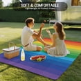 thumbnail image 4 of Colorful Striped Ombre Outdoor Rug for Patio/Deck/Porch, Non-Slip Large Area Rug 4 x 6 Ft, Rainbow Stripes Modern Abstract Art Indoor Outdoor Rugs Washable Area Rugs, Camping Rug Carpet Runner, 4 of 8