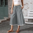 thumbnail image 5 of MLQIDK Light Gray Crop Capri Pants for Women Crop Capri Pants High Waisted Knee Length Capris Dressy Casual Pedal Pushers with Pockets Light Gray S, 5 of 7