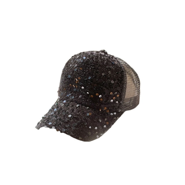 Sombreros de Sol Mujeres Gorra de Béisbol de Lentejuelas Espumantes, Gorra de Malla Ajustable, Sombrero de Sol Transpirable, Gorra de Béisbol de Viaje Y Gorra Puntiaguda Adecuada para Sombreros de Fie