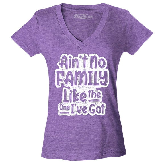 Shop4Ever Women's Ain't No Family Like The One I've Got Reunion Slim Fit V-Neck T-Shirt XX-Large Heather Purple