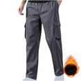 thumbnail image 4 of Xysaqa Mens Winter Warm Fleece Lined Cargo Pants, Men Jogger Sherpas Lined Sweatpants Elastic Waist Active Thermal Outdoor Work Pant with Pockets (Available in Big & Tall M-6XL), 4 of 9