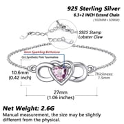 Silvora Women Heart Infinity Bracelet Synthetic Tourmaline Birthstone Sterling Silver Bracelet Birthday Gift for Mother Daughter - October