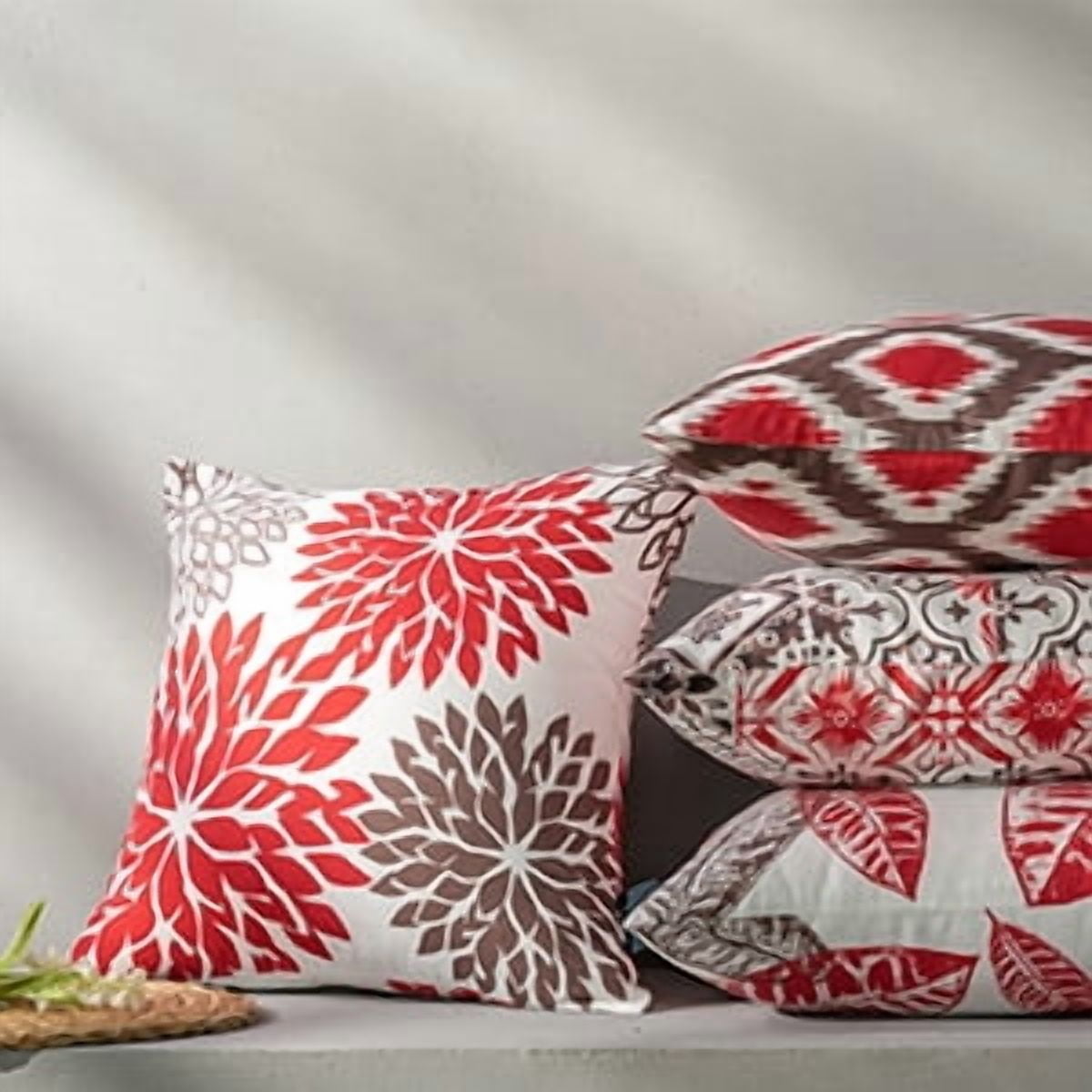 Phantoscope 18x18 Decorative Throw Pillow Covers, Red, Set of 4