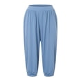 thumbnail image 4 of vigerkar Capri Pants for Women Casual Capris Summer Loose High Waist Wide Leg Yoga Pant with Pocket Lounge Wear (Blue, L), 4 of 8