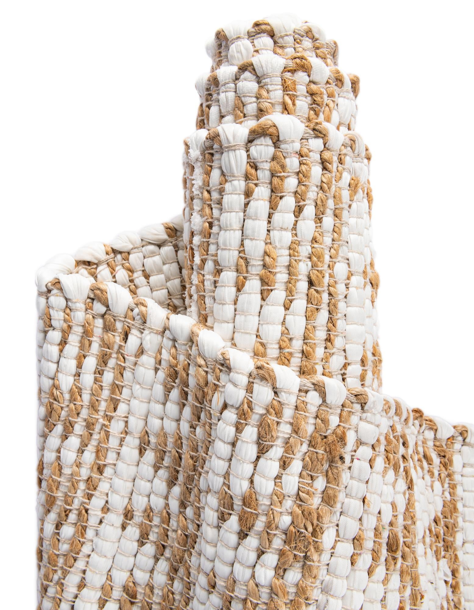 Unique Loom Chindi Jute Collection Area Rug (10' x 14' 1" Rectangle White/Natural)