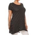 thumbnail image 2 of Women's Plus Size Side Pockets Polka Dot Short Sleeves Relaxed Tunic Top, 2 of 4