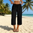 thumbnail image 2 of Wiyuqeen Women's Capri Pants with Pocket Elastic Waist Baggy Beach Capris Lightweight Summer 7/8 Length Trousers Everyday Casual Wear Black M, 2 of 9