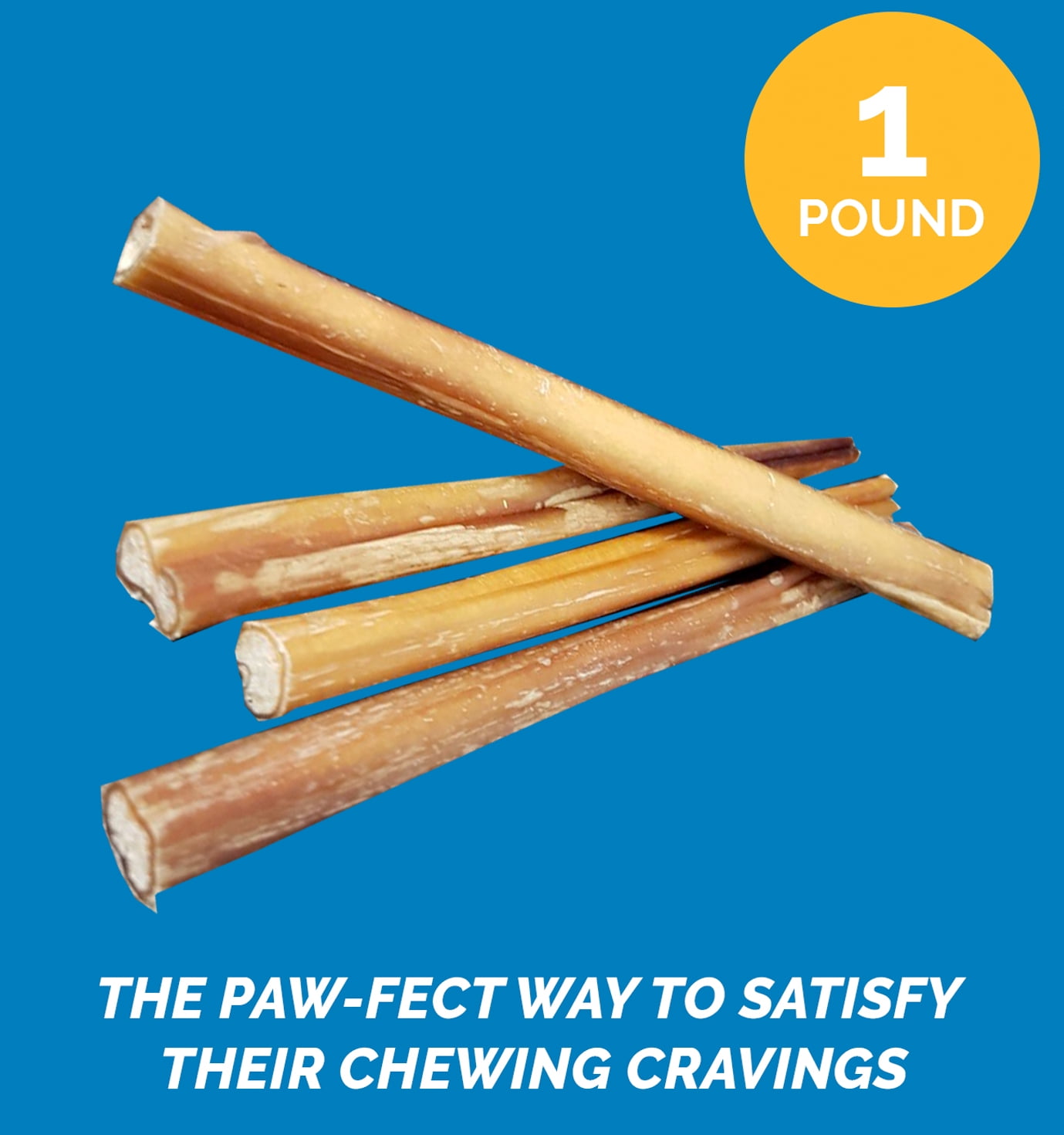 12 Inch Bully Stick for Dogs (1 Pound Bag) 100% Natural Bulk Chews for Dogs & Puppies - Grass-Fed Free-Range Premium Beef Dog Bully Sticks - Small, Medium and Large Dogs Dental by 123 Treats