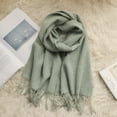 thumbnail image 6 of Luxury 100% Australian Wool Scarf, Solid Color Winter Wrap with Fine Twisted Fringe,180*30cm,off-white, 6 of 20
